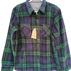 NEW Original Weatherproof Men’s Shirt Long Sleeve Plaid Fleece Navy L